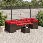 vidaXL Salon de jardin 8 Pièces avec coussins marron résine tressée