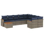 vidaXL Salon de jardin 10 Pièces avec coussins gris résine tressée