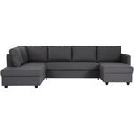 Canapé d'angle panoramique convertible Cats - Tissu gris - L 292 x P 187 x H 86 cm