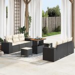 vidaXL Ensemble de canapé de jardin 9 Pièces Noir Poly rotin