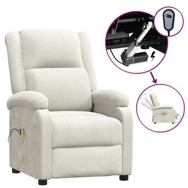 vidaXL Fauteuil électrique de massage Crème Velours
