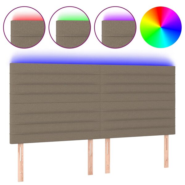 vidaXL Tête de lit à LED Taupe 160x5x118/128 cm Tissu