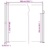 vidaXL Auvent latéral rétractable rouge 200x600 cm