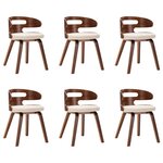 vidaXL Chaises à manger lot de 6 crème bois courbé et similicuir