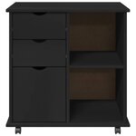vidaXL Cabinet roulant Noir 63 5 x 39 x 65 5 cm Bois de Pin Massif