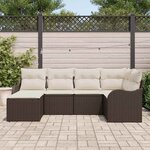 vidaXL Ensemble de canapé de jardin 6 Pièces Marron et blanc Poly rotin