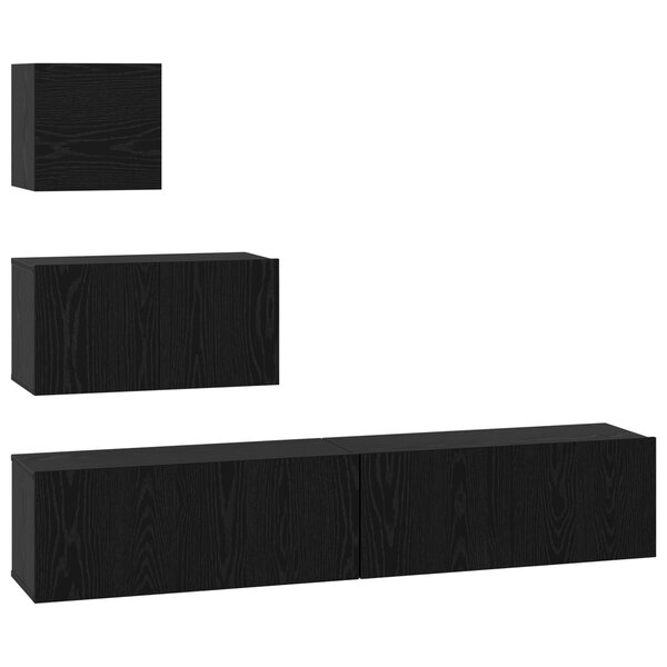 vidaXL Meuble TV mural 4 Pièces Chêne noir 80 x 30 x 30.5 cm
