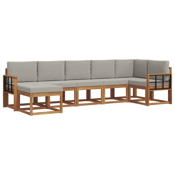 vidaXL Ensemble de canapés d'extérieur 7 Pièces Gris Naturel et Clair