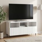 vidaXL Meuble TV Blanc brillant 102 x 34 5 x 50 cm Bois d'ingénierie