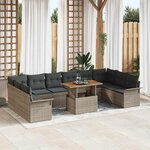 vidaXL Ensemble de canapé de jardin 11 Pièces Gris 100 x 55 x 73 cm