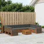 vidaXL Ensemble de canapés d'extérieur 10 pc Naturel et Anthracite
