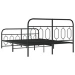 vidaXL Cadre de lit métal avec tête de lit/pied de lit noir 140x190 cm
