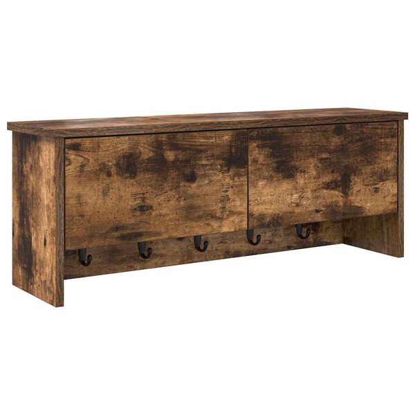 vidaXL Porte-manteau mural avec étagère Chêne fumé 80 x 20 x 30 cm