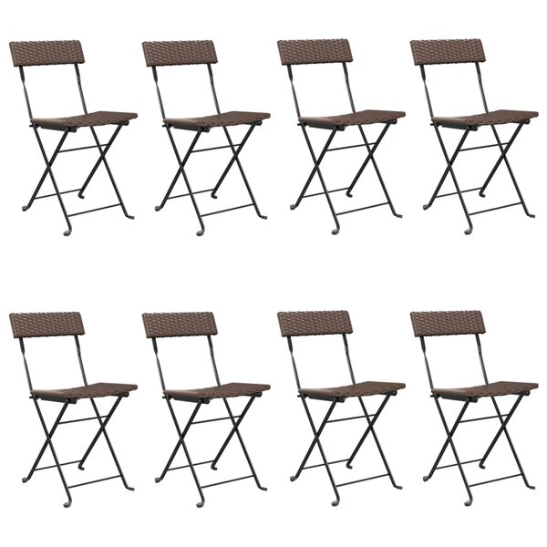 vidaXL Chaises de bistrot pliantes lot de 8 Résine tressée et acier