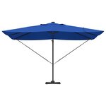vidaXL Parasol déporté Roma avec LEDs Bleu Azur 352x251x265 cm Aluminium