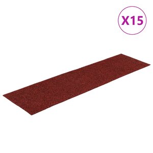 vidaXL Tapis d'escalier autocollants 15 pièces 76 x 20 cm Rouge bordeaux Rectangulaire