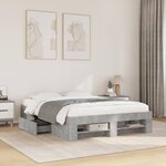 vidaXL Cadre de lit sans matelas gris béton 135x190 cm bois ingénierie