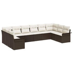 vidaXL Ensemble de canapé de jardin 10 Pièces Marron Poly rotin