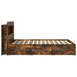 vidaXL Cadre de lit avec rangement Chêne fumé 135 x 190 cm