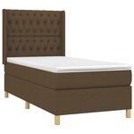 vidaXL Sommier à lattes de lit matelas LED Marron foncé 90x200cm Tissu