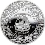 Pièce de monnaie en Argent 20 Dollars g 62.2 (2 oz) Millésime 2025 Jurassic Life TRICERATOPS
