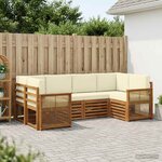vidaXL Ensemble de canapés d'extérieur 5 pc Naturel et Crème