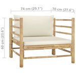 vidaXL Canapé de jardin avec coussins blanc crème Bambou