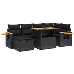 vidaXL Salon de jardin 7 Pièces avec coussins noir résine tressée