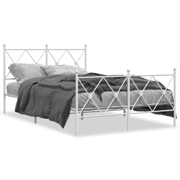 vidaXL Cadre de lit métal sans matelas et pied de lit blanc 120x190 cm