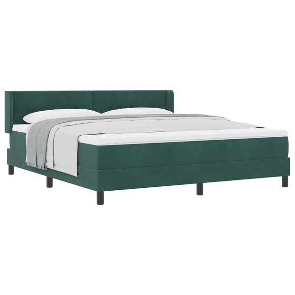 vidaXL Lit à ressorts avec tête de lit Vert foncé 200 x 180 cm Velours