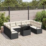 vidaXL Ensemble de canapé de jardin 10 Pièces Noir Poly rotin