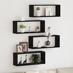 vidaXL Étagères murales avec étagère 4 Pièces Chêne noir 60 x 15 x 23 cm