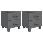 vidaXL Tables de chevet HAMAR 2Pièces Gris foncé 40x35x44 5cm Bois massif
