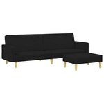 vidaXL Canapé-lit à 2 places avec repose-pied noir tissu