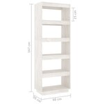 vidaXL Bibliothèque/Séparateur de pièce Blanc 60x35x167 cm Pin massif