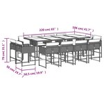 vidaXL Ensemble à manger de jardin et coussins 13 Pièces beige
