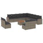 vidaXL Salon de jardin avec coussins 14 Pièces gris résine tressée