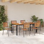 vidaXL Ensemble de salle à manger de jardin 7 pièces en gris en poly rotin acacia