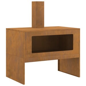 vidaXL brasero avec cheminée 80x50x96 cm en acier usé