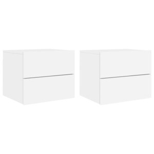 vidaXL Tables de chevet murales avec lumières LED 2 Pièces blanc