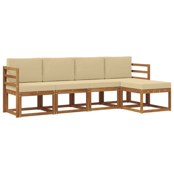 vidaXL Ensemble de canapés d'extérieur 5 pc Naturel et Beige