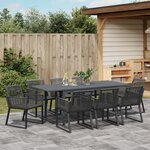 Ensemble de Salle à Manger de Jardin 9 Pièces Noir Poly Rattan vidaXL