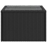 vidaXL Table de jardin avec plateau en verre noir 55 x 55 x 37 cm en résine tressée