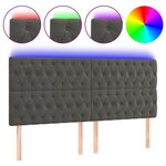 vidaXL Tête de lit à LED Gris foncé 180x7x118/128 cm Velours