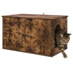 vidaXL Maison pour chat Chêne fumé 85 x 55 x 50 cm Bois d'ingénierie