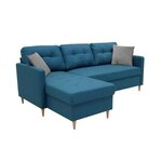 Canapé d'angle fixe réversible FALSLEV- Tissu bleu - L 215 x P 145 x H 93 cm