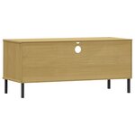 vidaXL Meuble TV avec pieds en métal Marron Bois de pin massif OSLO