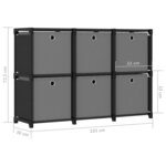 vidaXL Étagère d'affichage 6 cubes et boîtes Noir 103x30x72 5 cm Tissu