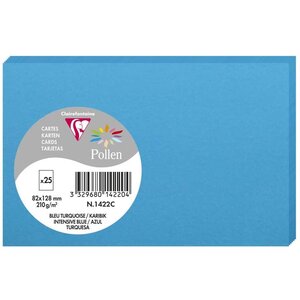 Paquet de 25 cartes simples 210g 82x128 bleu turquoise clairefontaine