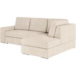 Canapé d'angle droit convertible ARTEMIS 4 places - Velours côtelé beige - 246 x 174 x 96 cm